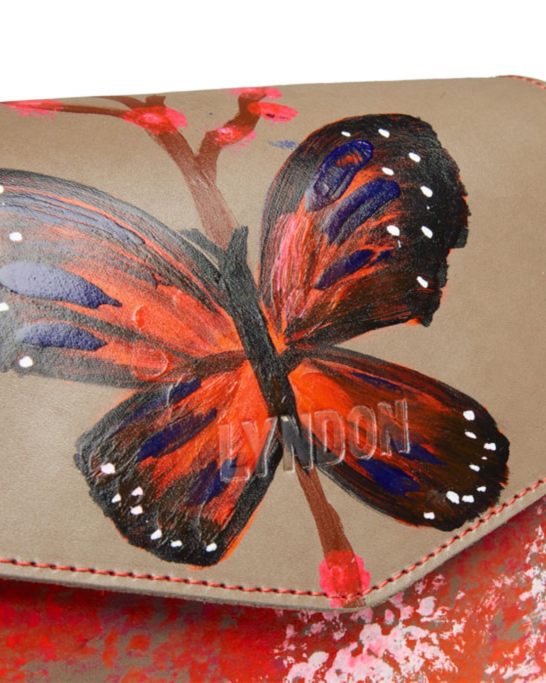 Butterfly Blossom Tapa Leather Bag